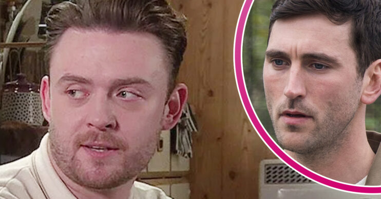 Coronation Street's Joel, and in a bubble is Kit