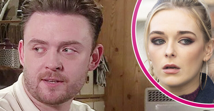 Coronation Street's Joel, and in a bubble is Lauren