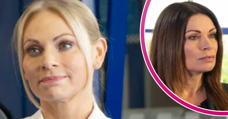 Coronation Street's DS Lisa Swain, and in a bubble is Carla