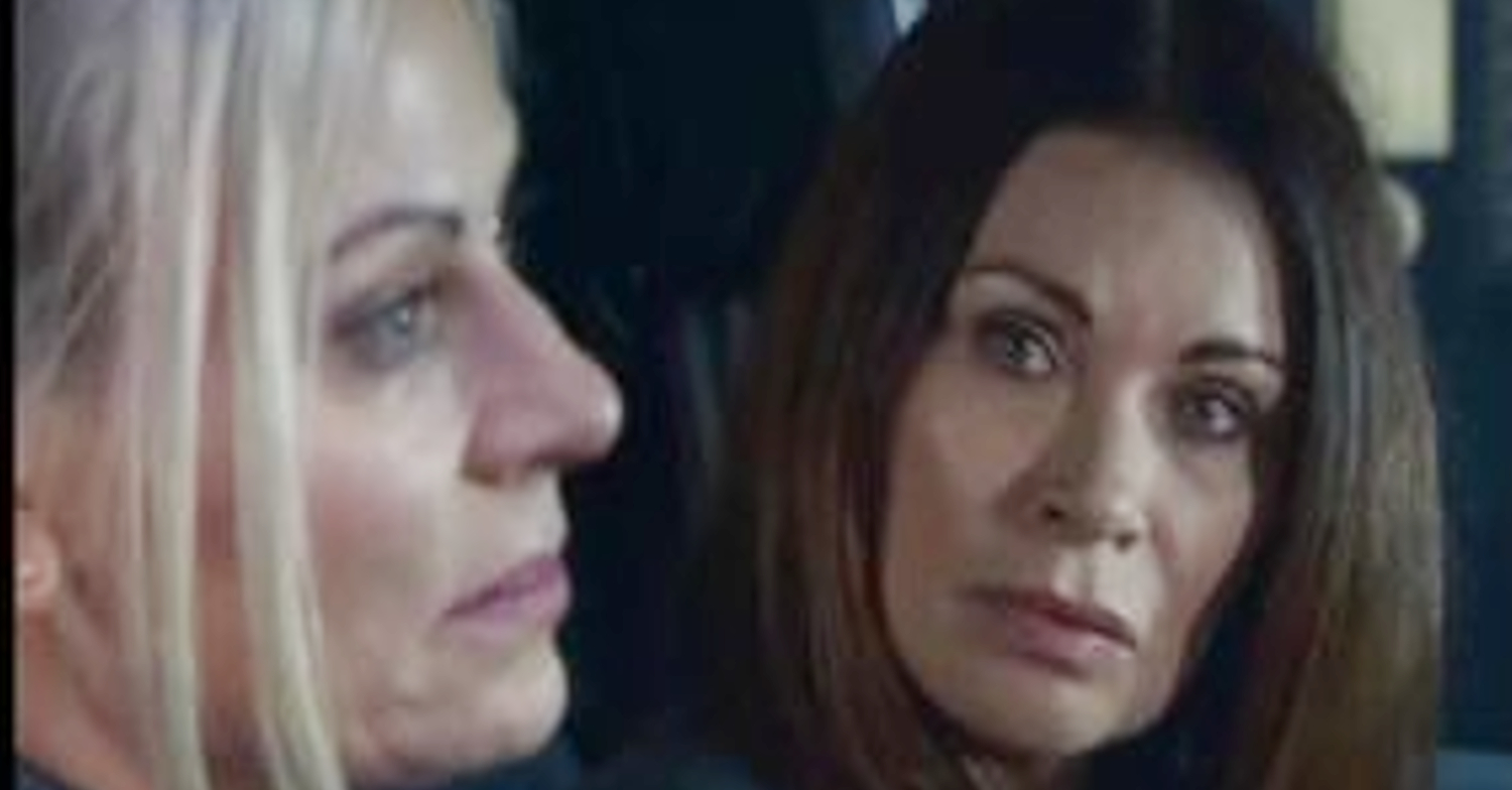 Coronation Street's Carla is talking to a crying DS Swain in the car