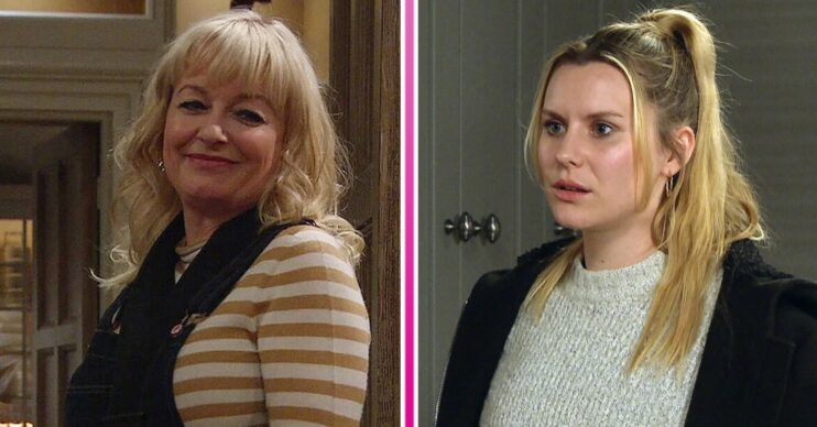 Composite image of Dawn and Rose on Emmerdale; Rose smiling, Dawn looks worried (Credit: ITV/Composite: ED!)