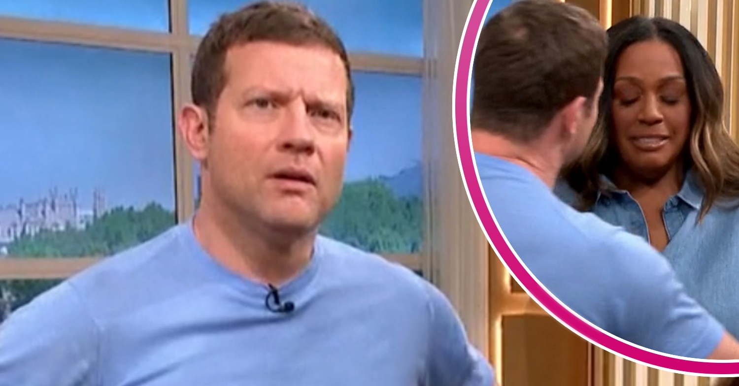 Dermot O'Leary looking concerned and Alison Hammond inset on This Morning