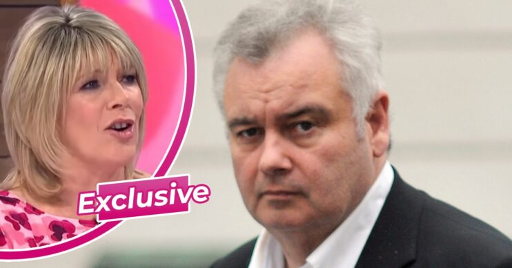 Eamonn Holmes looking sad and Ruth Langsford inset