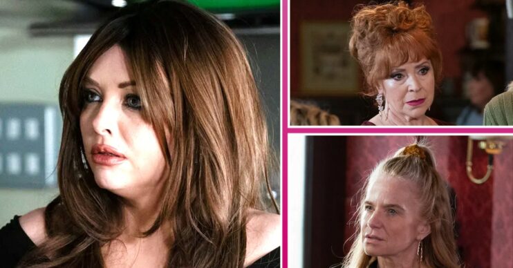 EastEnders first look comp image week 20: Whitney, Elaine, Bianca (Credit: BBC/Comp ED!)