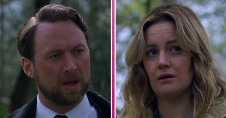 Emmerdale comp image: Liam Cavanagh and Ella Forster (Credit: ITV/Comp ED!)