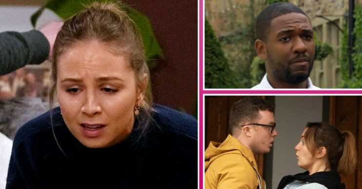 Emmerdale spoilers comp image: Belle, Ethan, Vinny and Gabby (Credit: ITV/Comp ED!)