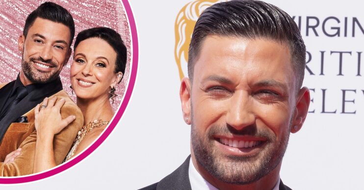 Giovanni Pernice on the red carpet and with Amanda Abbington inset
