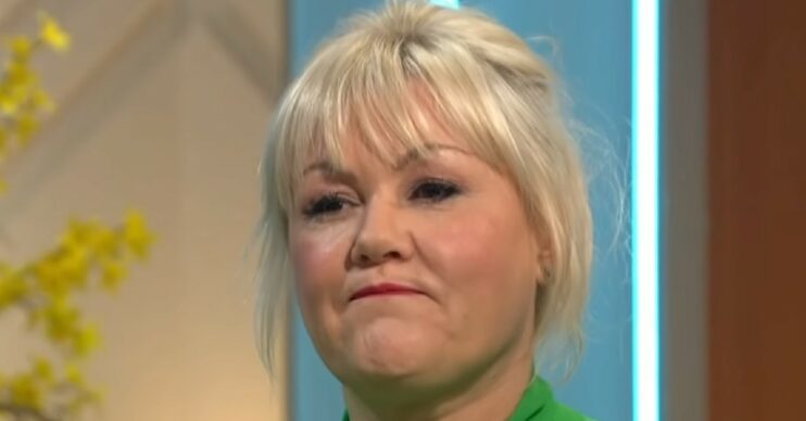 Lisa George from Coronation Street looking sad in a green top