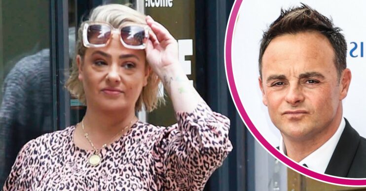 Lisa Armstrong holds onto her shades, Ant McPartlin faces the camera