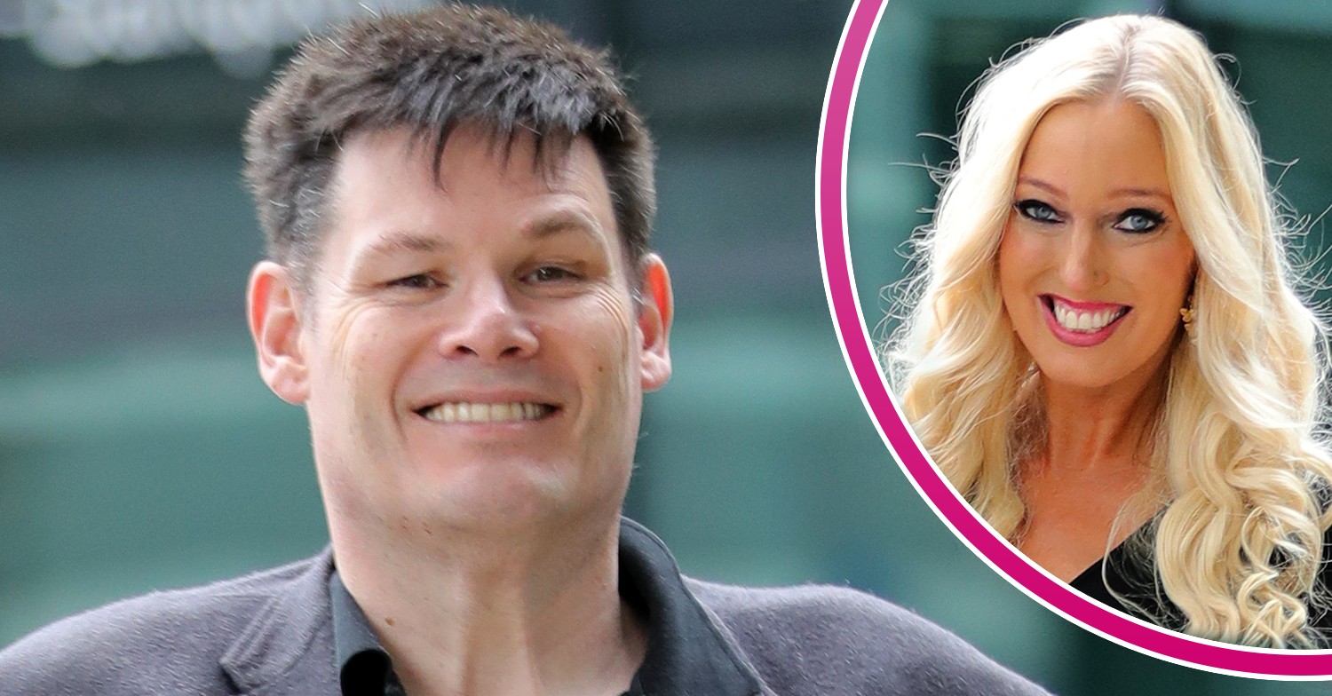 Mark Labbett and girlfriend Hayley Palmer smiling outside TV studios