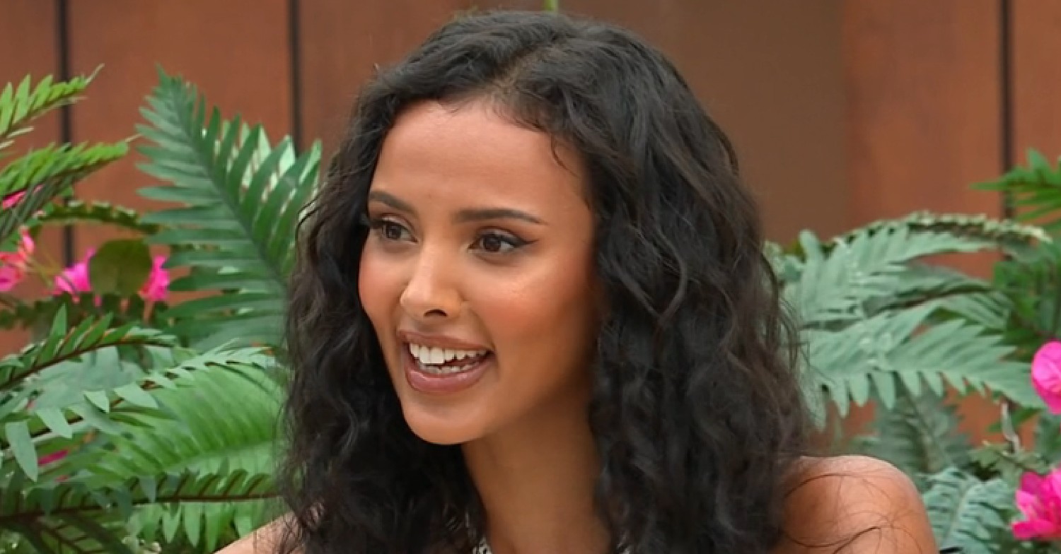 Maya Jama smiling on Love Island