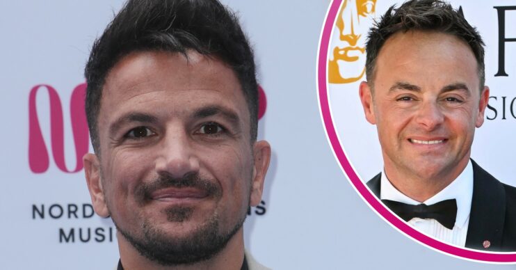 Peter Andre smiling at event and Ant McPartlin at the BAFTAs