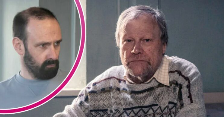 Roy looks worried on Corrie; inset, Griff looks menacing (Credit: ITV/Composite: ED!