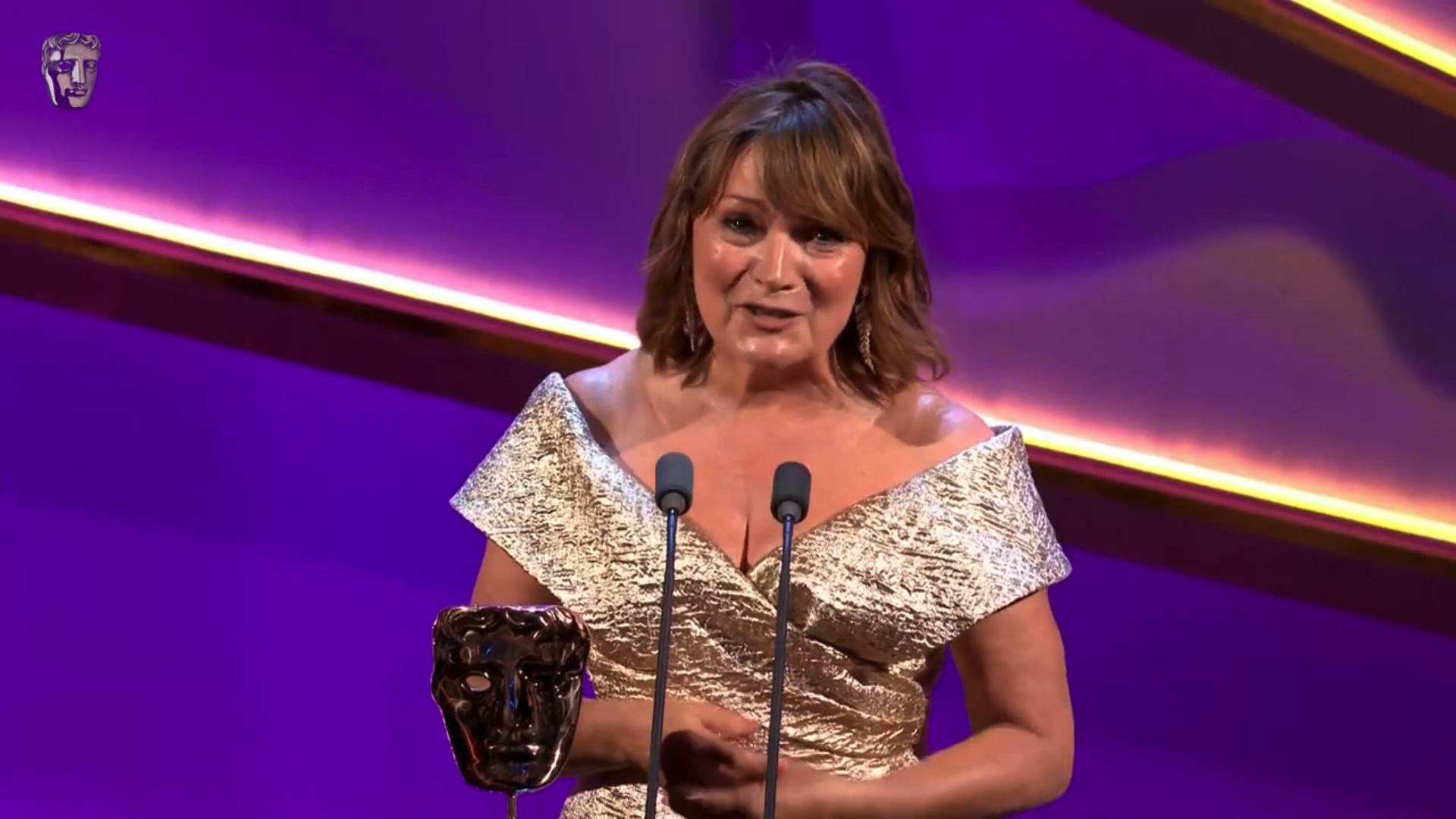 Lorraine Kelly collecting her BAFTA