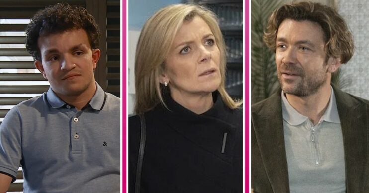 Composite image of Simon, Leanne and Rowan on Coronation Street (Credit: ITV/Composite: ED!)