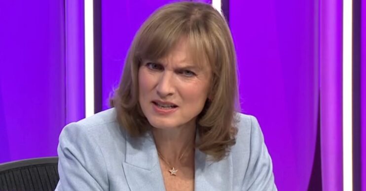 Fiona Bruce looking cross and confused on Question Time