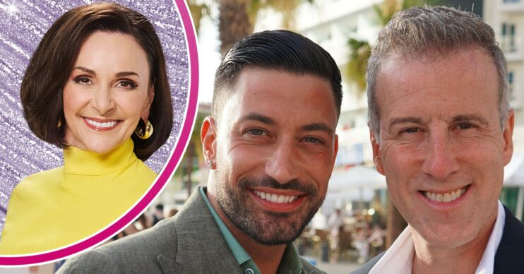 Giovanni Pernice and Anton du Beke smiling and Shirley Ballas inset