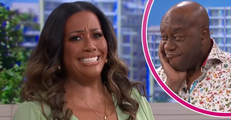 Alison Hammond laughing and Ainsley Harriott pulling a face on This Morning