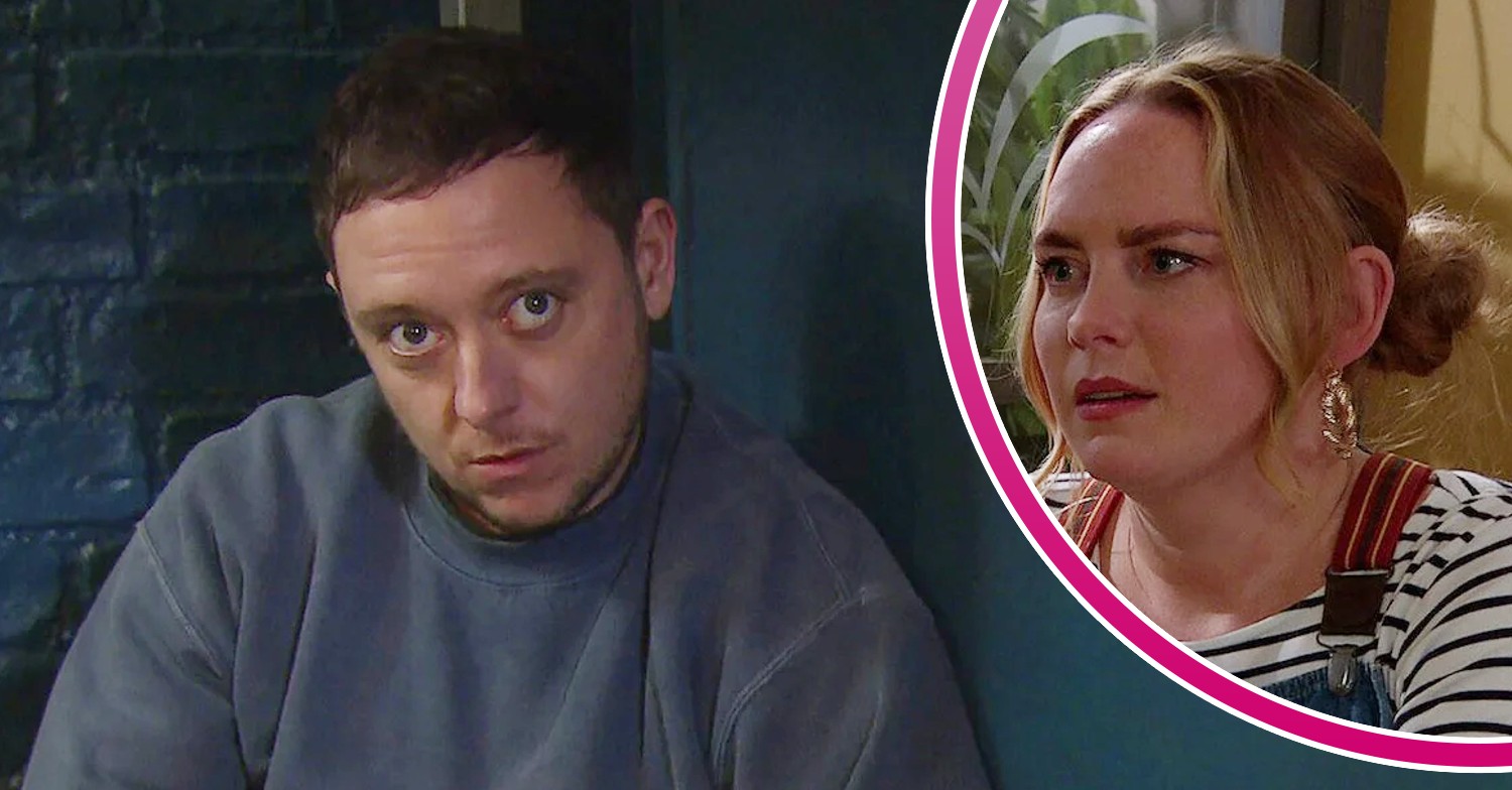 Matty looks worried on Emmerdale; inset, Amy (Credit: ITV/Composite: ED!)