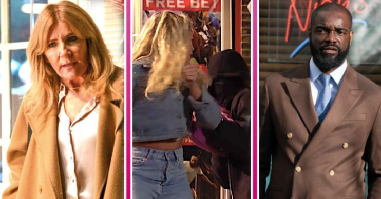 Anna is mugged with George and Cindy either side