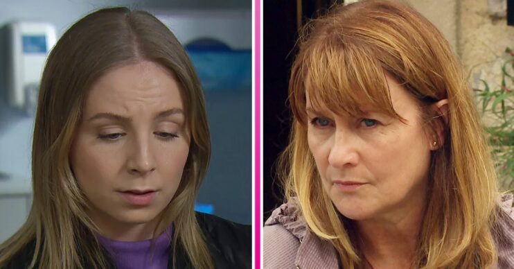 Wendy looks suspicious on Emmerdale, while Belle looks worried (Credit: ITV/Composite: ED!)