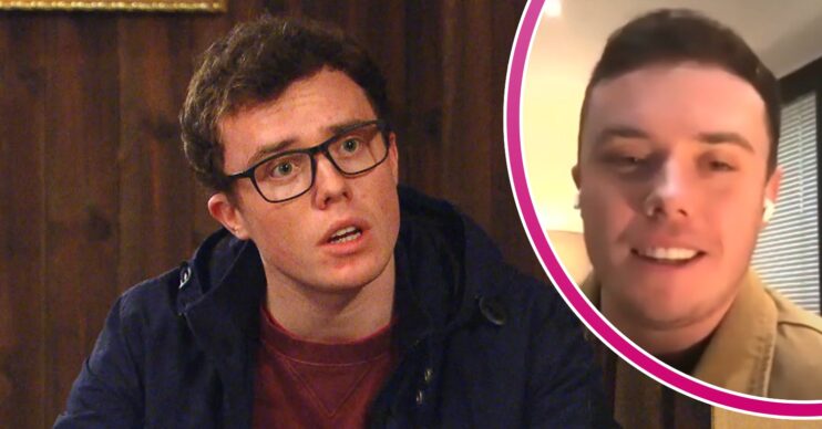 Vinny Dingle on Emmerdale; inset, Bradley Johnson (Credit: ITV/YouTube/Composite: ED!)