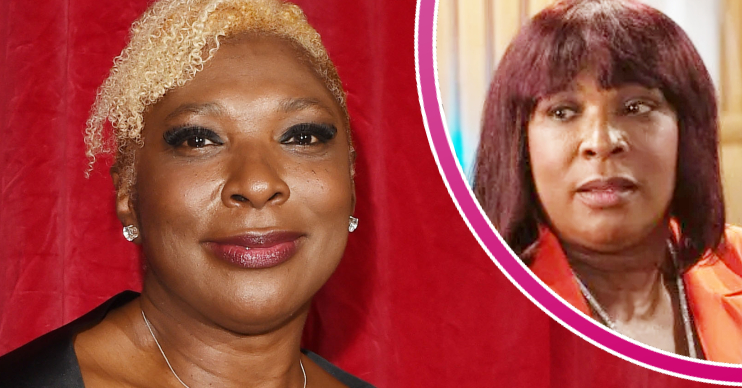 Coronation Street's Lorna Laidlaw, and in a bubble is Aggie Bailey