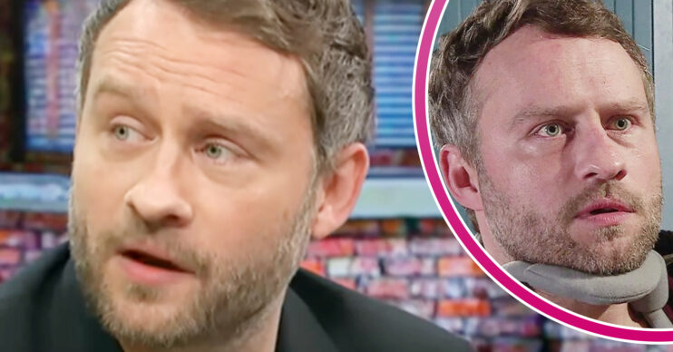 Coronation Street's Peter Ash, and in a bubble is Paul