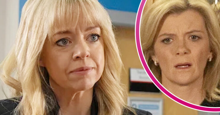 Coronation Street's Toyah, and in a bubble is Leanne