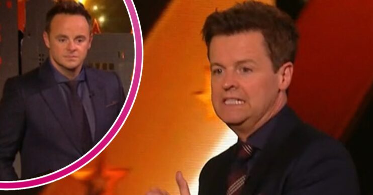 Declan Donnelly looking nervous on BGT and Ant McPartlin inset