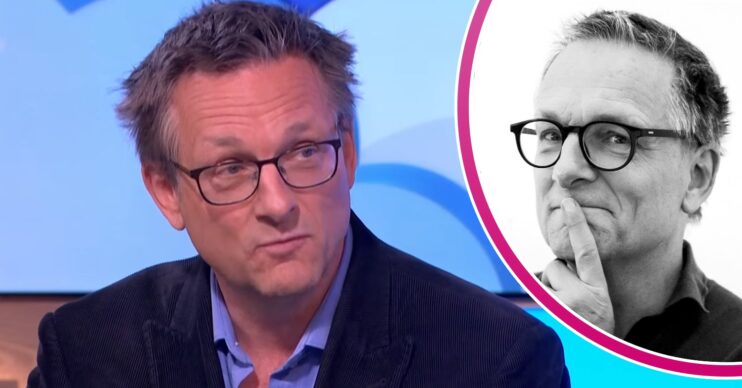 Dr Michael Mosley on This Morning and inset in a black and white picture