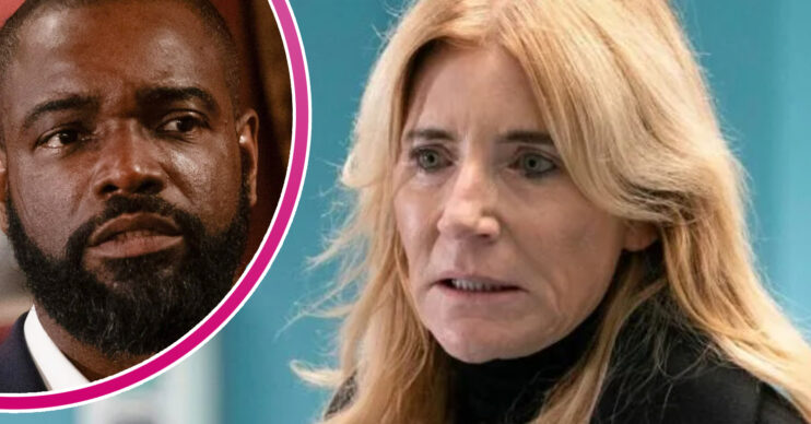 EastEnders' Cindy, and in a bubble is Junior