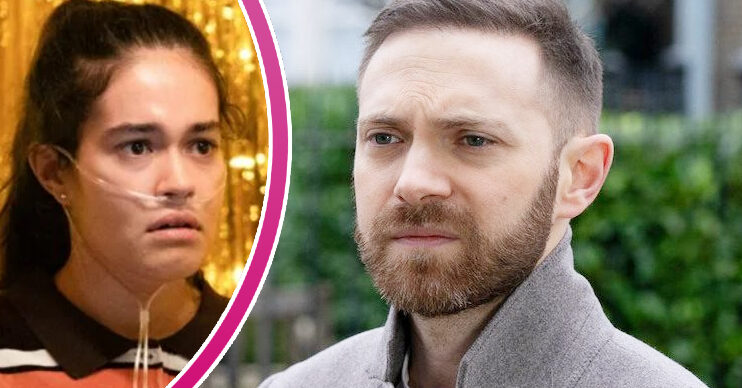 EastEnders' Dean, and in a bubble is Jade