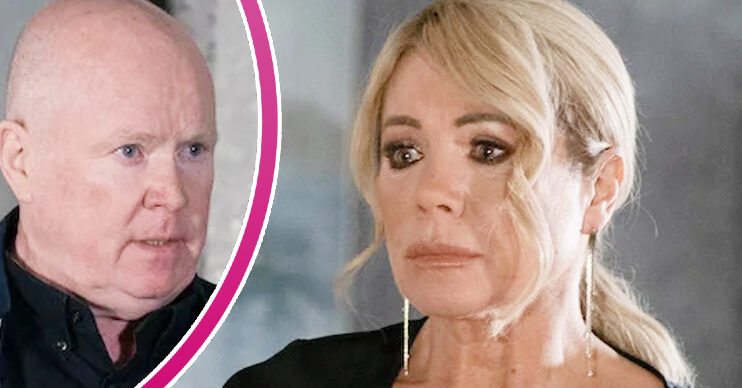 EastEnders' Sharon, and in a bubble is Phil
