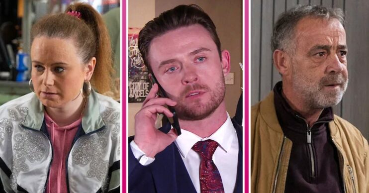 Coronation Street spoilers comp image: Gemma, Joel, Kevin (Credit: ITV/comp ED!)
