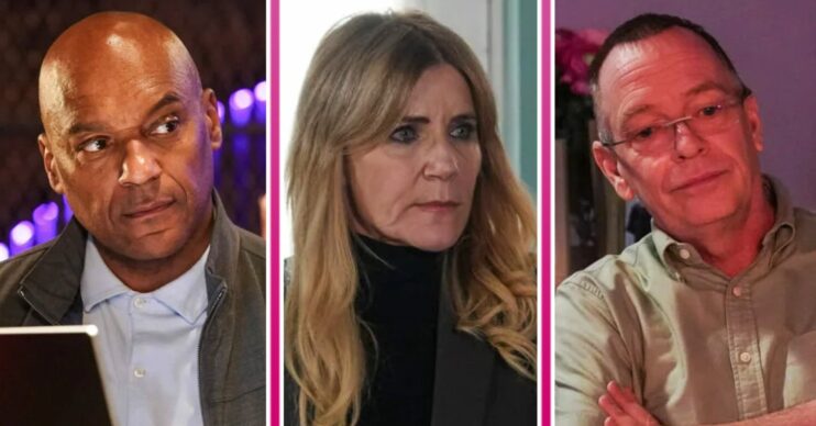 EastEnders spoilers comp image: George, Cindy, Ian (Credit: BBC/Comp ED!)