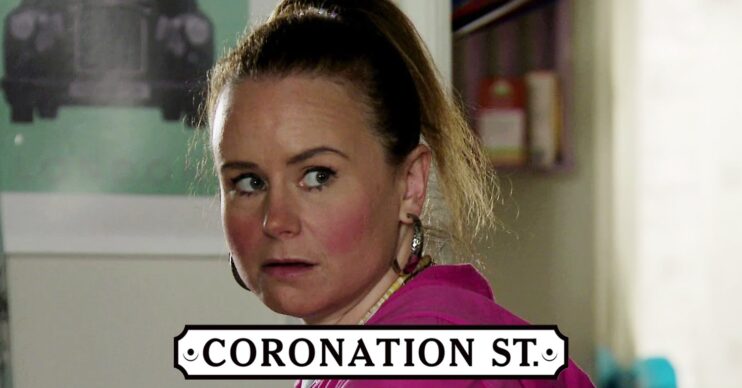Gemma looks worried on Coronation Street; inset, soap logo (Credit: ITV/ED!)