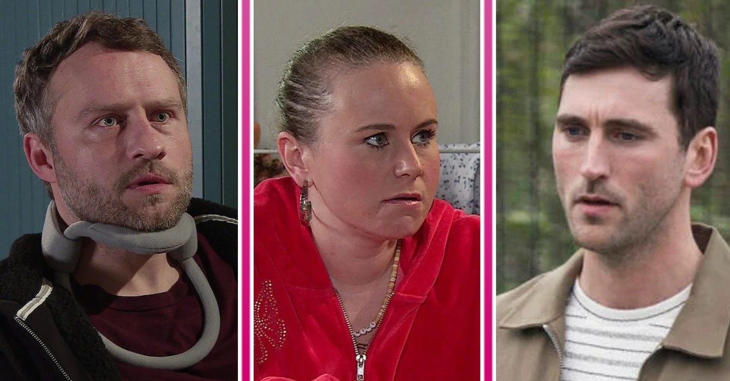 Composite image of Kit, Gemma and Paul on Corrie, all looking shocked (Credit: ITV/Composite: ED!)