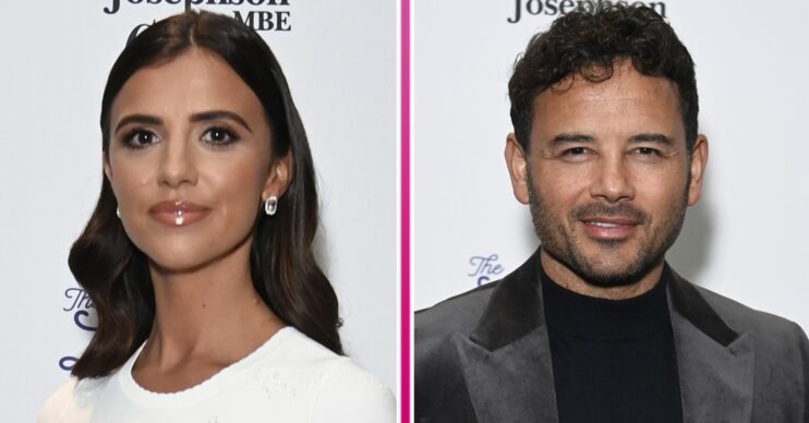 Lucy Mecklenburgh and Ryan Thomas smiling at event