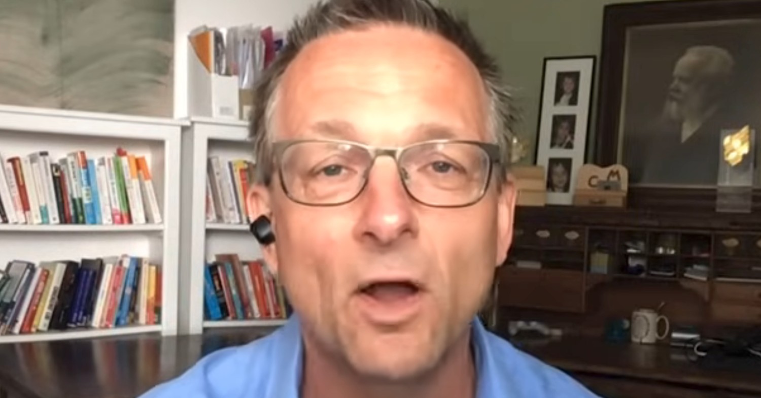 Michael Mosley speaking on This Morning from his home