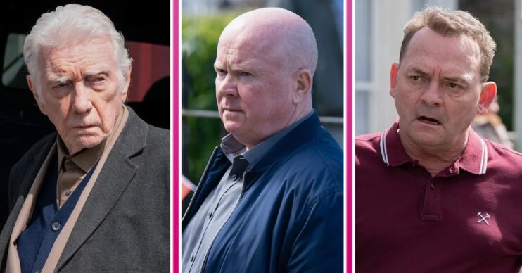 Composite image of Phil, Billy and Stevie on EastEnders, all looking unhappy (Credit: BBC/Composite: ED!)