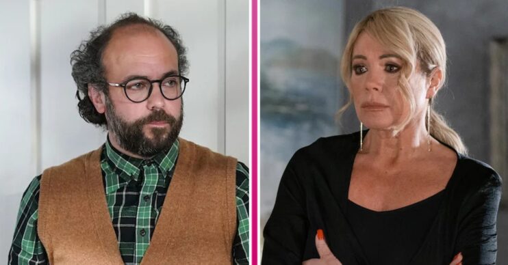 Composite image of Reiss and Sharon on EastEnders (Credit: BBC/Composite: ED!)