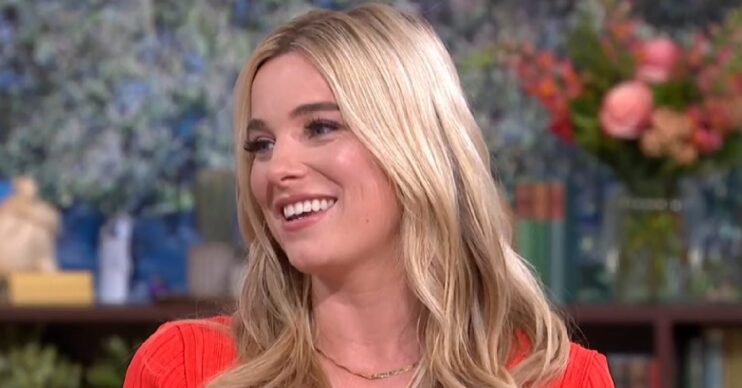 Sian Welby in red dress on This Morning