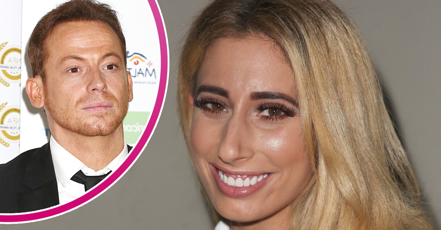 Stacey Solomon smiling and Joe Swash inset