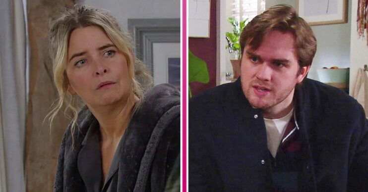 Composite image of Tom and Charity on Emmerdale (Credit: ITV/Composite: ED!)