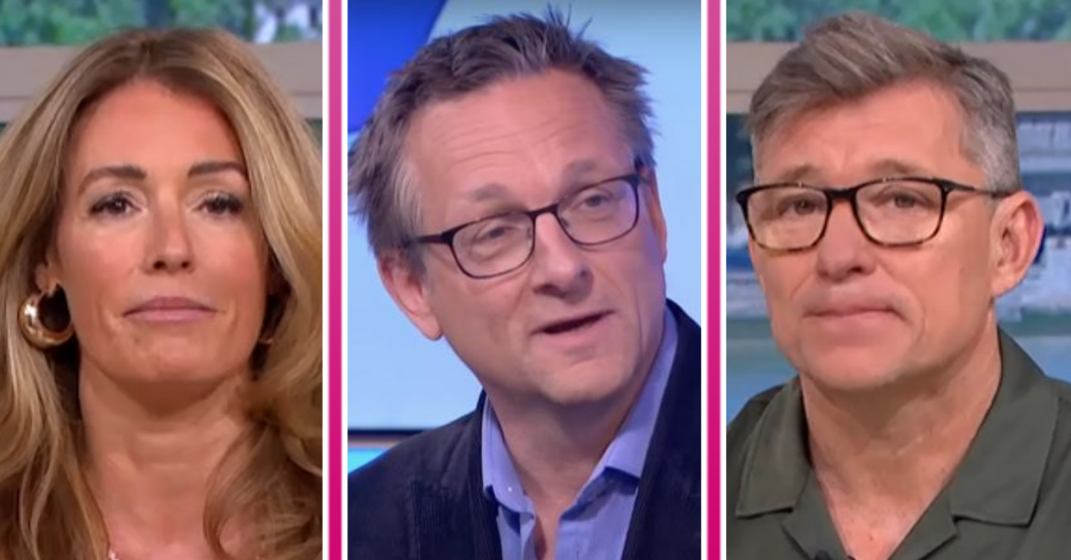 Ben Shephard Cat Deeley frowning on This Morning with Dr Michael Mosley in the middle