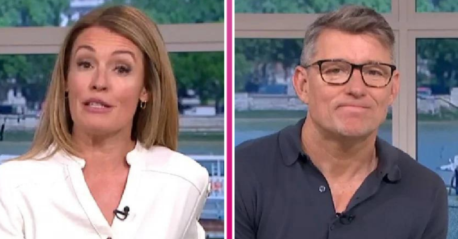 This Morning presenters Cat Deeley and Ben Shephard with shocked expressions