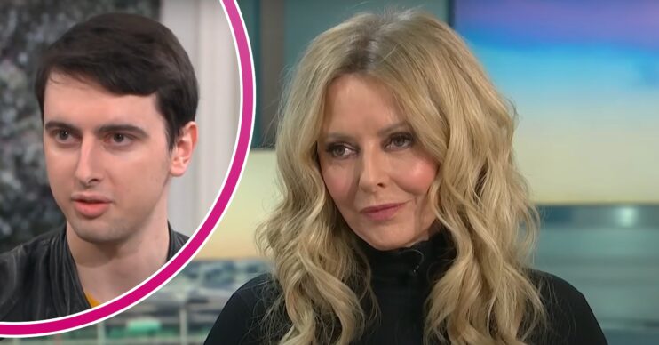 Cameron King speaking on This Morning / Carol Vorderman smiling slightly on GMB