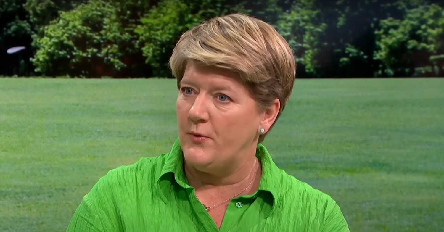 Clare Balding speaking on GMB in a green shirt