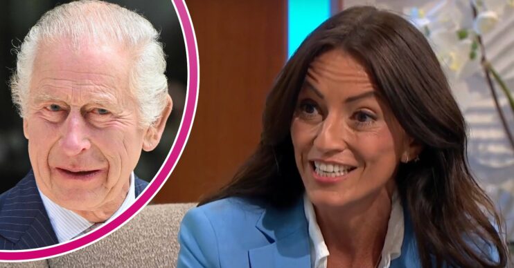 King Charles smiling / Davina McCall smiling on Lorraine